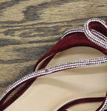 A New Day Gwen Rhinestone Bow Mule Heels 94656739 Velvet Red 8M