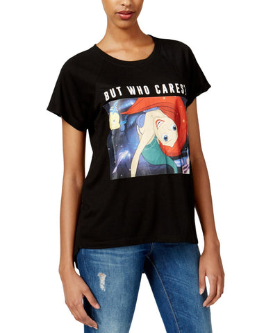 Disney Juniors Ariel Cares Graphic T-Shirt Tee Black L