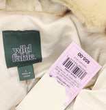 Wild Fable Faux Fur Full Zip Collared Long Sleeve Jacket Cream Off White L