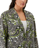 ELLA Rafaella Size Unlined Paisley Print Blazer Jacket String Black Multi 3X