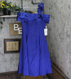 Alex Evenings Off the Shoulder Cap Sleeve Midi Dress Bright Royal Blue 12