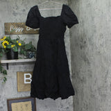And Now This Womens Cotton Lace Up Back Dress 87013M Black L