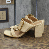 Universal Thread Women's Bristol Mule Heels 89530654 Beige Brown 6.5M