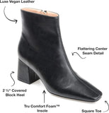 Journee Collection Womens Haylinn Bootie with Square Toe and Block Heel Black 9M