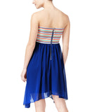 B Darlin Chiffon Asymmetrical-Hem Fit and Flare Dress White / Blue Multi 7 / 8