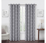 Max Blackout Campbell Geo Jacquard Grommet Single Curtain Panel Navy Blue 50x95