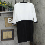 Ny Collection Textured Knit Petite 2-Piece Dress Set PTXD2798 Black / White 14P