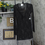 Bar III Womens Crochet Plunge-Neck Cover Up MBGC25837 Black S