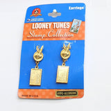 Starline Creations Bugs Bunny Stamp Dangle Earrings Gold Yellow 1.75"