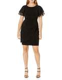 Jessica Howard Butterfly Sleeve Side Tuck Tulip Wrap Sheath Dress Black 10