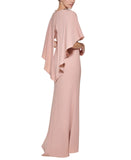 Vince Camuto Womens Petite Embellished Woven Capelet Gown Blush Pink 12P