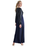 DKNY Womens Sequin Embellished Blouson-Sleeve Gown ED4EZA01 Spring Navy 4