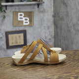 Bearpaw Acacia Microsuede Adjustable Strappy Open Toe Slide Sandals Brown 8M