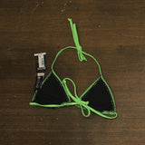Cotton On Womens String Triangle Bikini Top Intense Lime / Black Crinkle XS