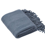 Battilo Home Fringe Tassels Throw Blanket Acrylic Navy Blue 50 in. x 60 in.
