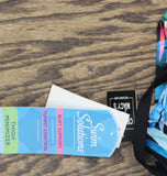 Swim Solutions Tummy Control Empire Swimdress One-Piece Fiesta Fronds Blue 16W