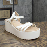 Journee Collection Miragge Comfort Foam Ankle Strap Platform Sandals White 7.5M