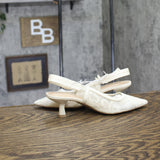 A New Day Womens Milan Slingback Pumps Lace 93708032 Cream Off White 7.5M