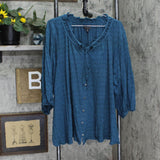 Lane Bryant Womens Plus Size Tie-Front V-Neck Blouse Shirt Top Blue Green 26/28