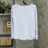 Retro-ology Womens Knit Long Sleeve V-Neck Thermal Shirt Top Blue Multi L