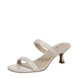 Lifestride Kitten Heel Open Toe Slip-On Double Strap Sandals Bone Off White 5.5M