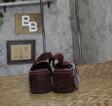 Aerosoles Elastic Slingback Block Heel Pump Deep Aubergine Suede Purple 10M