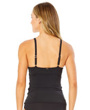 Anne Cole Twist Front Underwire Tankini Swim Top MYMT23301 Black 34C/34B