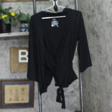 State Of Day Womens 2-Pc. Fluid-Knit Pajama Cardigan Pants 100189719MS Black XS