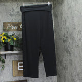 White Mark Foldover Knit Solid Palazzo Pants 0656729710401 Black 1X