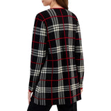 Kasper Womens Open Front Edge Plaid Cardigan Sweater 10916789 Black Multi M