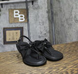 Karl Lagerfeld Paris Womens Cristi Studded Bow Thong Sandal Slide Black 9M