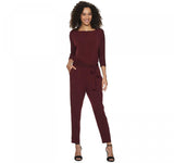 Nina Leonard Women's Solid Ankle Knit Jumpsuit L8614B