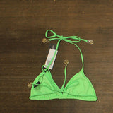 Love & Bikinis Textured Triangle Bikini Swim Top Jungle Green