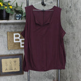 Lane Bryant Ribbed Elastic Bottom Split V-Neck Blouse Shirt Top Purple 26/28