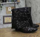 A New Day Womens Abba Sequin Foldover Tall Boots 91636693 Black 6.5M