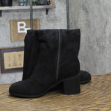 Journee Collection Block Heel Knee High Boots with Side Zip Black Suede 7M