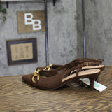 A New Day Womens Tabitha Oversized Chain Sling Back Heels 94305248 Brown 8.5M