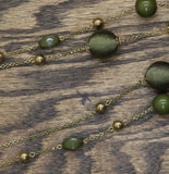 Erica Lyons Layered Threaded Bead Holiday Necklace Gold / Green 29" + 3"