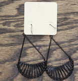Melody Womens Fashion Dangly Boho Sunburst Teardrop Earrings Black 3.50"