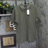Vince Short Sleeve Variegated Texture Polo Shirt M03659768A Dome Green XL