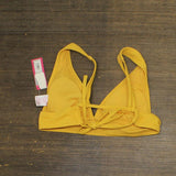 Xhilaration Women's Ribbed Texture Tall Triangle Bikini Top Honey Yellow M