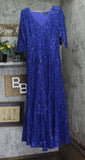 Tahari Asl Womens V-Neck Sequined Embroidered Gown Dress Deep Royal Blue 8