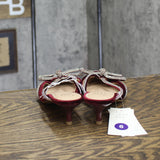 A New Day Gwen Rhinestone Bow Velvet Heels 94656735 Burgundy Red 6M
