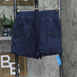 Cupshe Womens Elastic Waist Loose Leg Shorts Navy Blue S