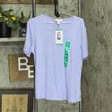 Vintage America Womens Ribbed Short Sleeve T-Shirt Tee 1758411 Blue XL