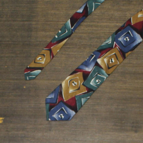 Ted Lapidus Mens 100% Silk 3 1/2" Italy Necktie Blue Multi One Size