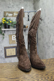 Universal Thread Patsy Tall Fringe Western Boots 94463425 Chocolate Brown 8M