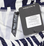 White Mark Zebra Leopard Print Cold Shoulder Tunic Top Navy Blue / White S