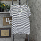 Freshman Juniors Striped Lace-Up Knit Top Black White Stripe L