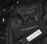 Donna Karan Petite Square-Neck Sequinned Belted Button Down Dress Black 2P